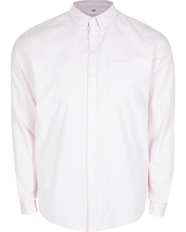Pink regular fit long sleeve oxford shirt