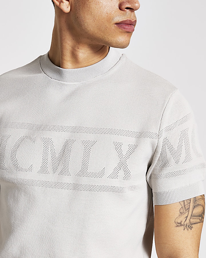 MCMLX grey short sleeve knitted T-shirt