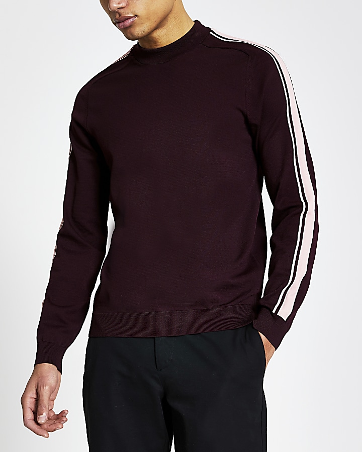 Red stripe long sleeve knitted jumper