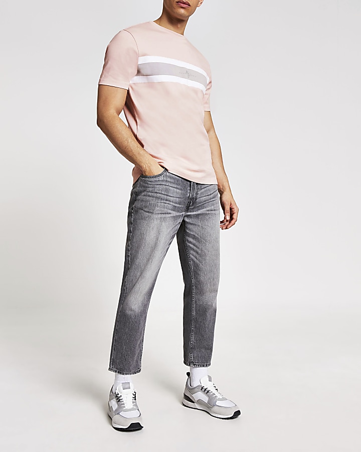 Maison Riviera pink stripe slim fit T-shirt