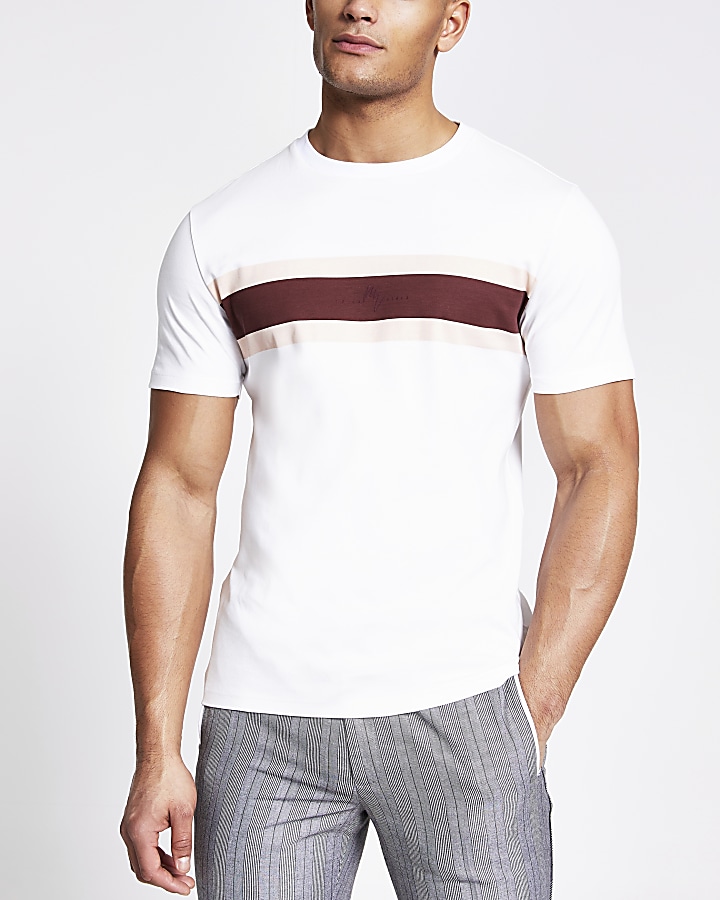 Maison Riviera white stripe slim fit T-shirt