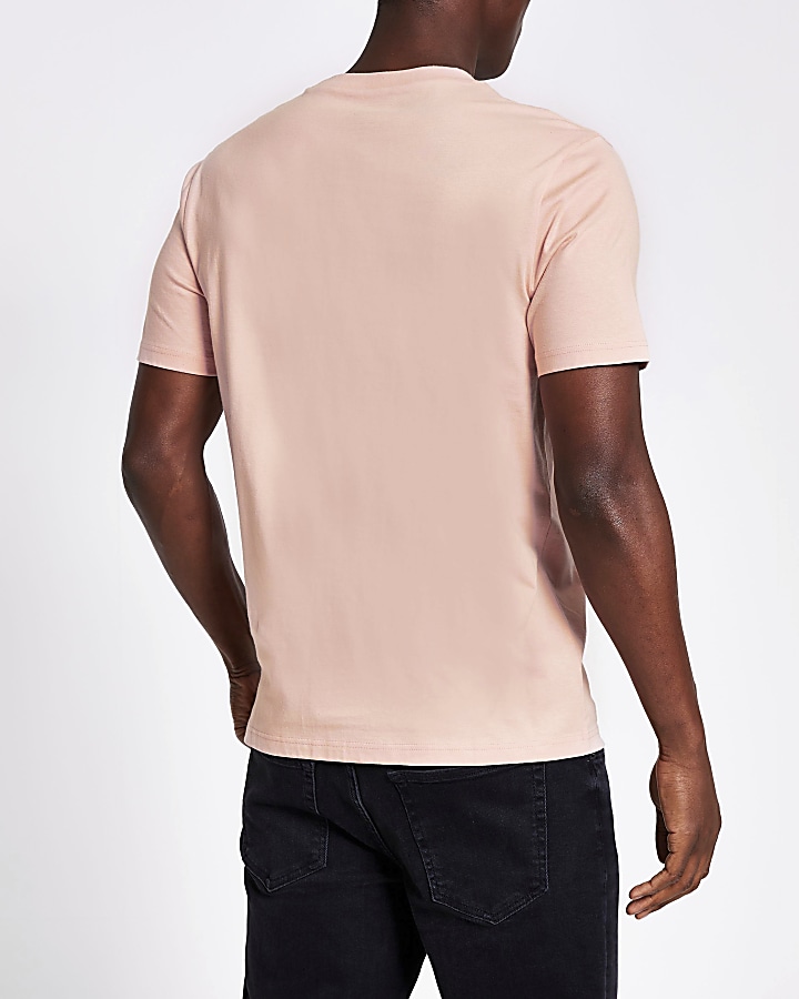Pink short sleeve slim fit T-shirt