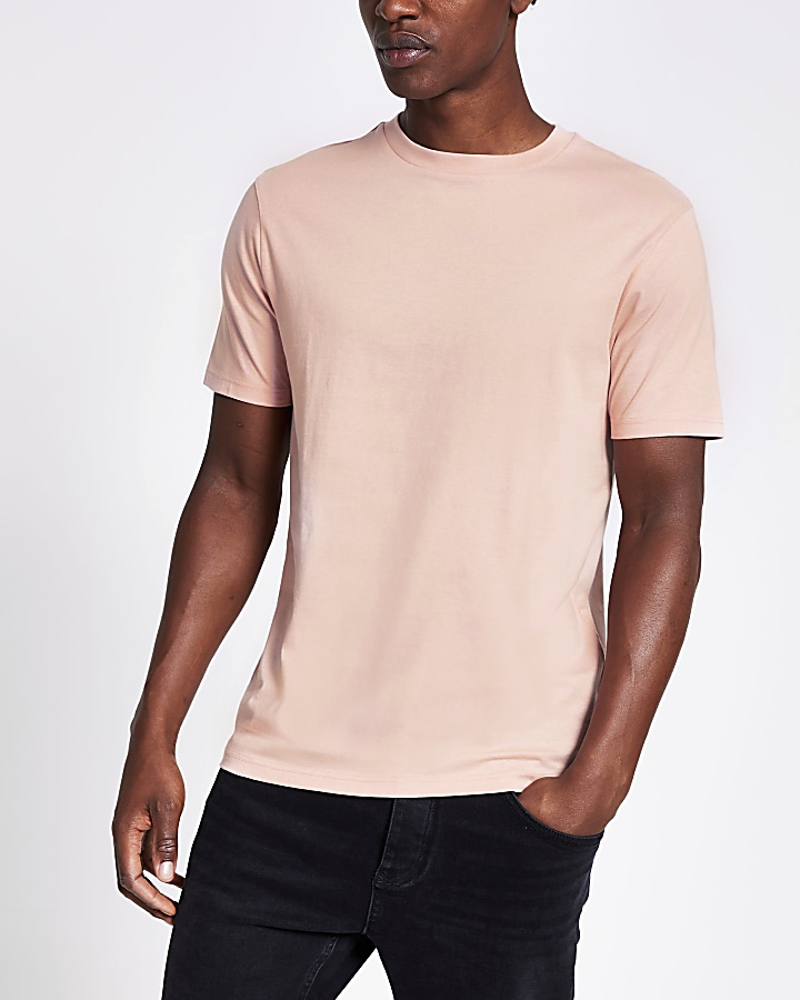 Pink short sleeve slim fit T-shirt