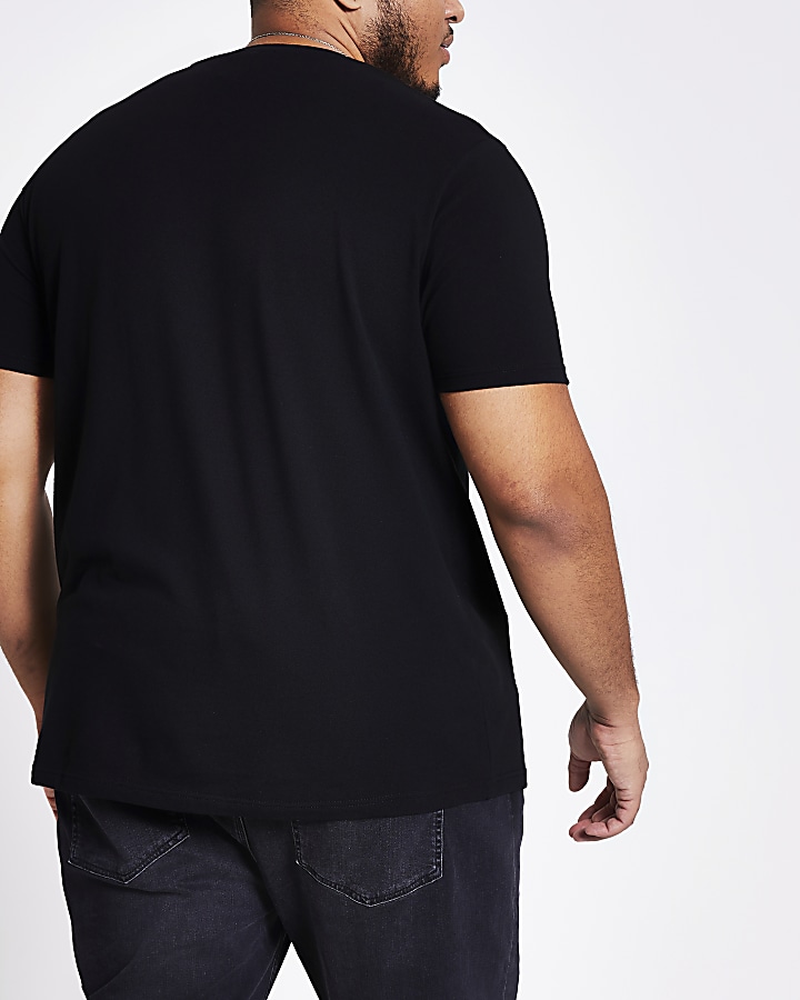 Black embroidered slim fit T-shirt