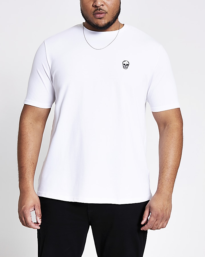 White embroidered slim fit T-shirt