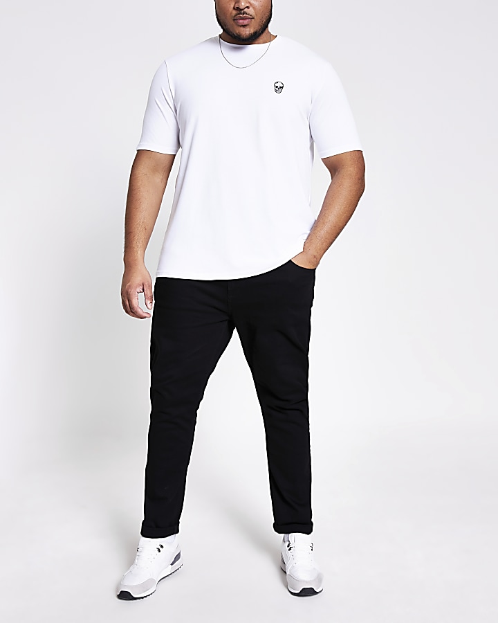 White embroidered slim fit T-shirt