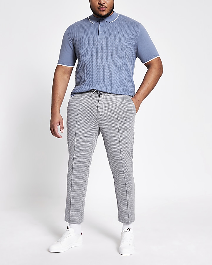 Big and Tall grey check skinny fit joggers