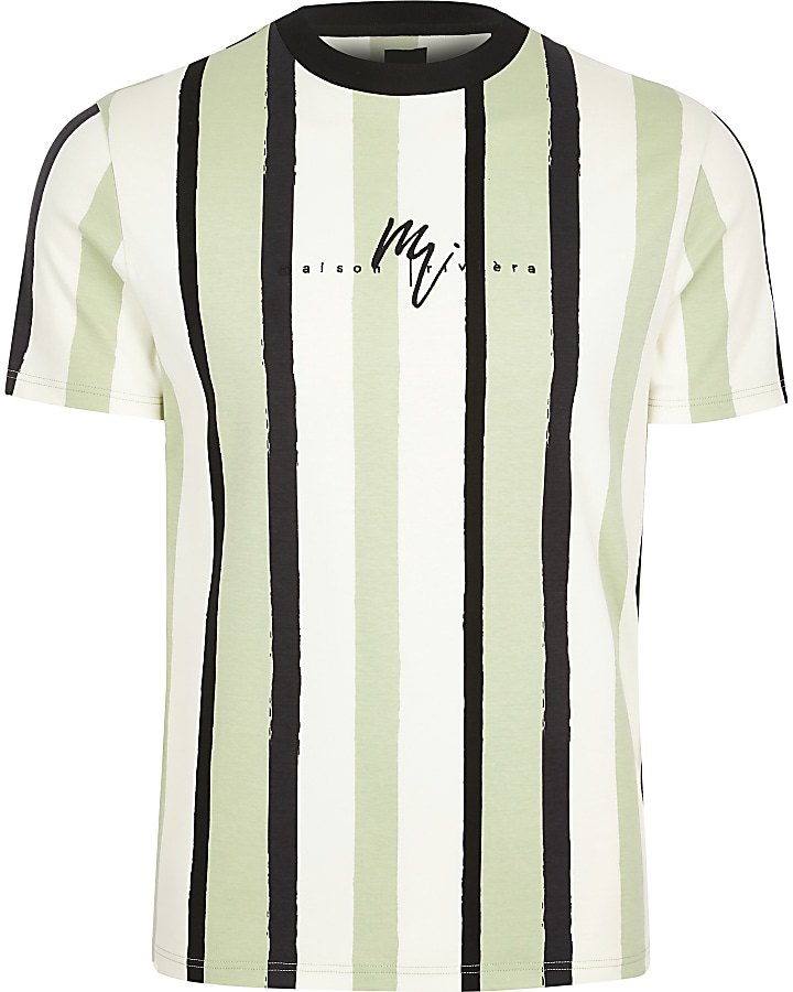Maison Riviera green stripe slim fit T-shirt
