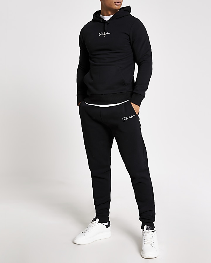 Prolific black muscle fit hoodie
