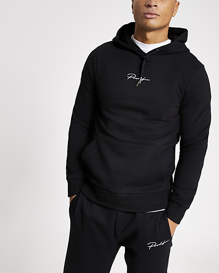 Prolific black muscle fit hoodie