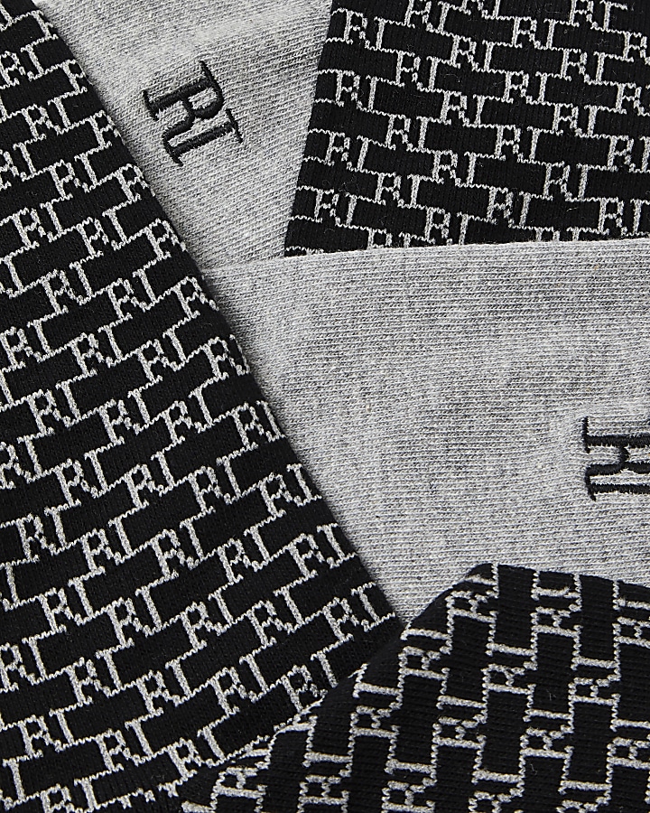 Grey RI monogram socks 5 pack