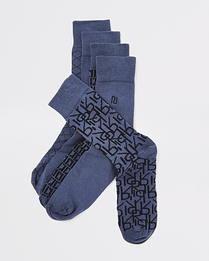 Blue RI printed socks 5 pack