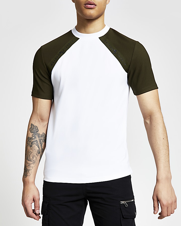 Maison Riviera khaki raglan slim fit T-shirt