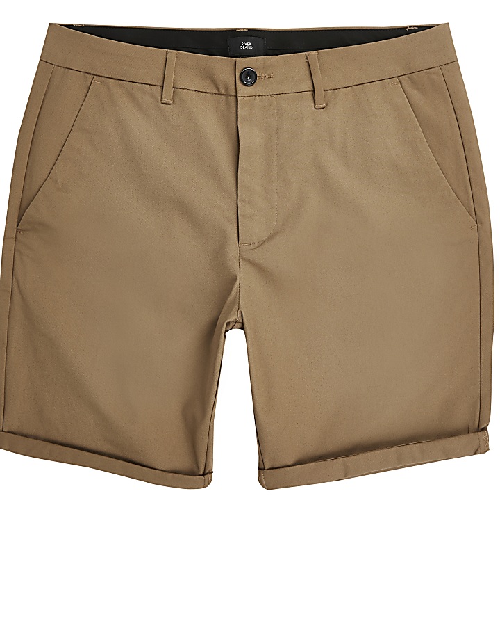 Brown skinny chino shorts
