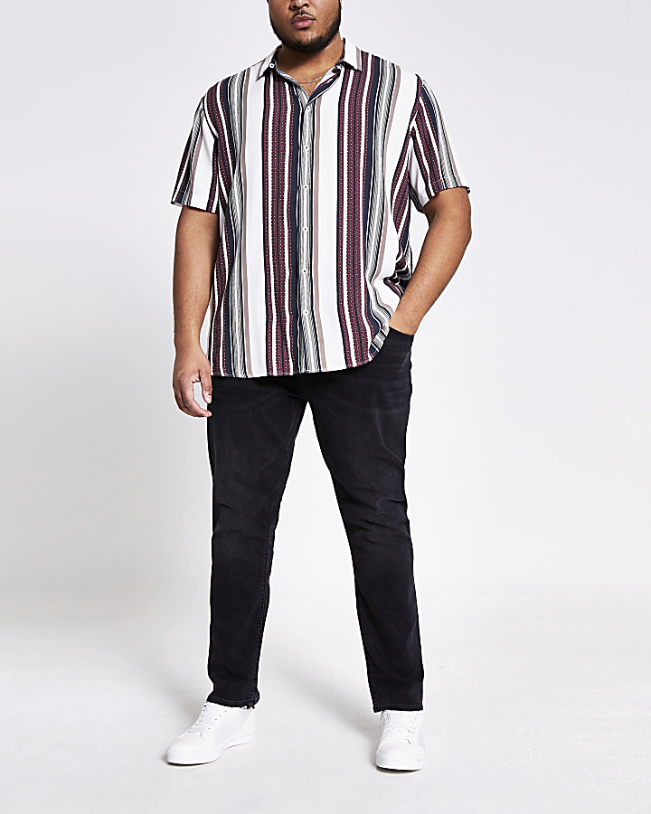 Big and Tall white stripe slim fit shirt