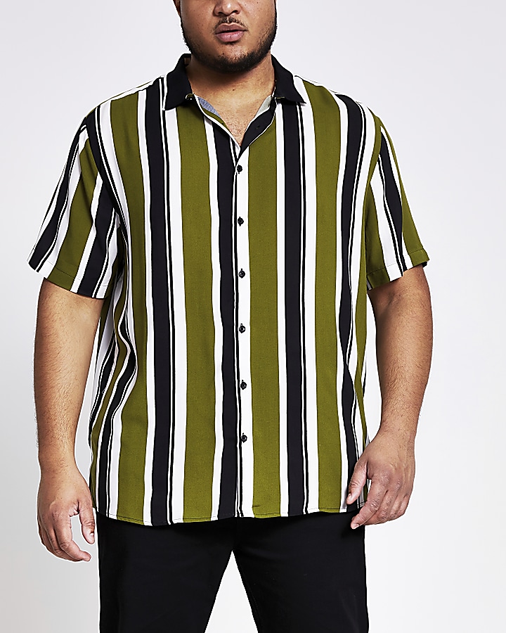Big and Tall green stripe slim fit shirt