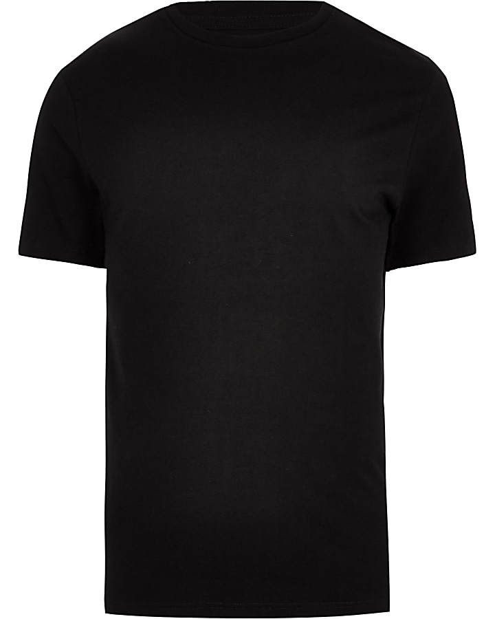 Black slim fit t-shirt | River Island