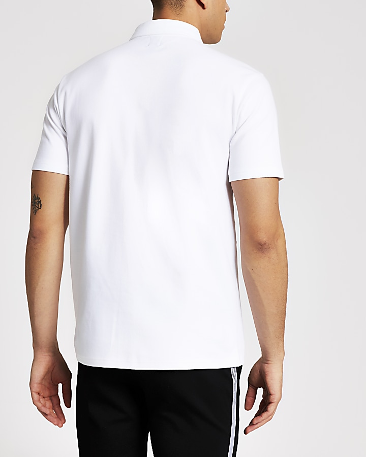 Maison Riviera white short sleeve polo shirt