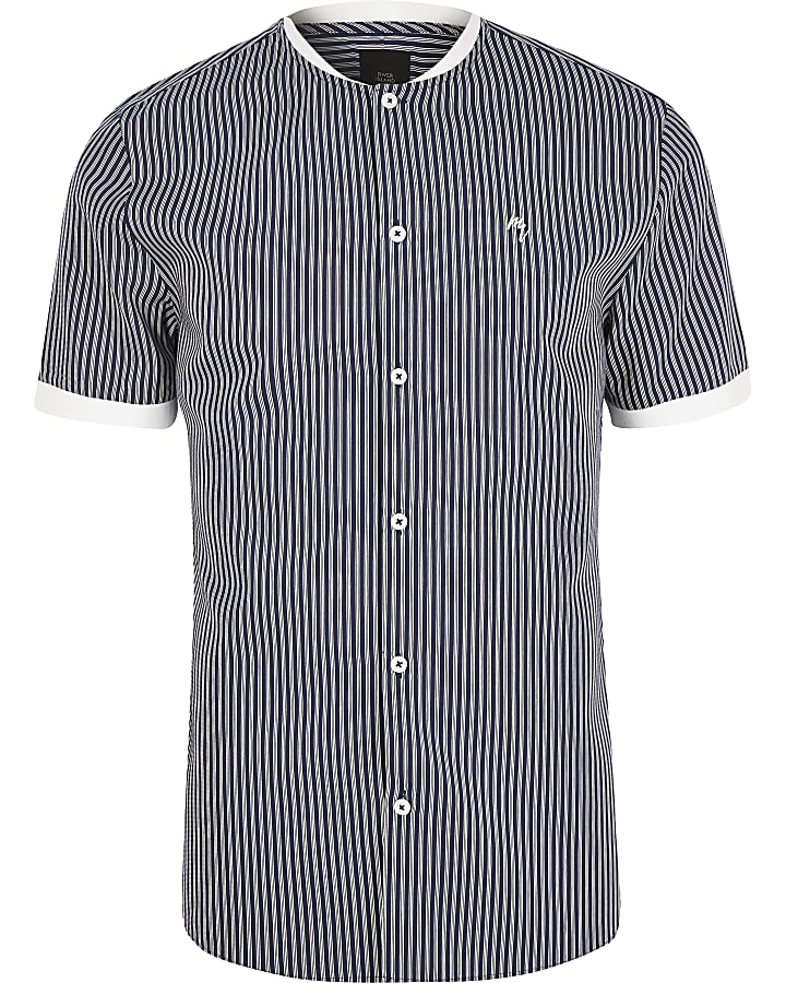 Maison Riviera navy stripe short sleeve shirt