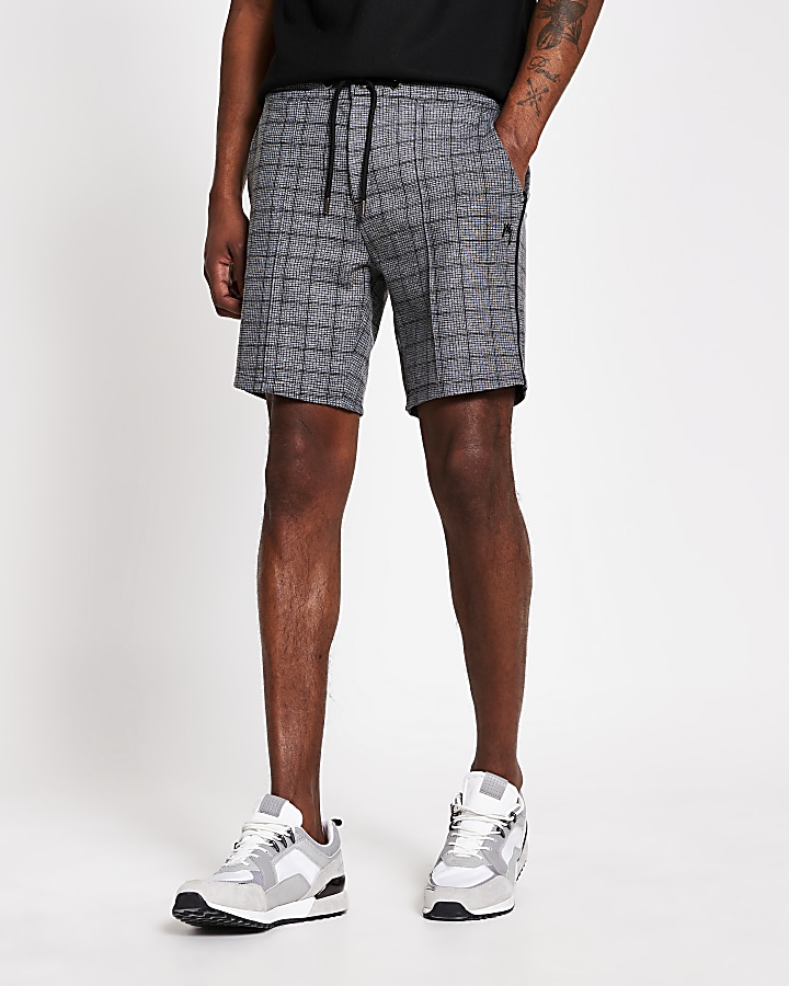 Maison Riviera grey check skinny fit shorts