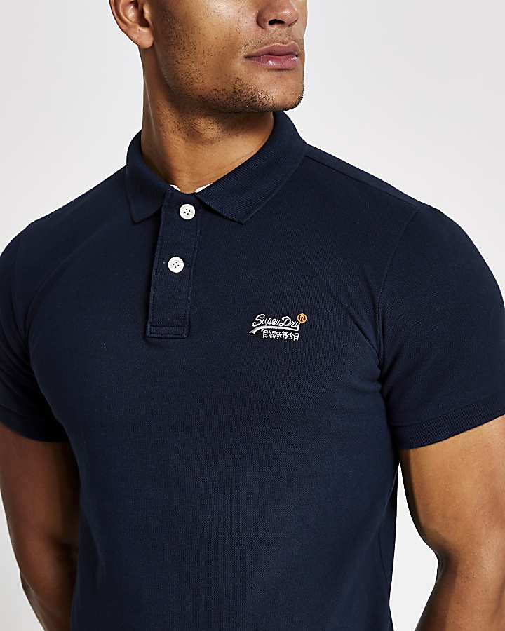 Superdry navy classic pique polo shirt