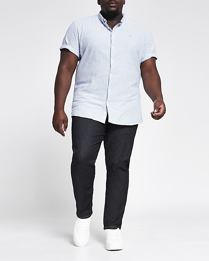 Big and Tall blue stripe short sleeve shirt