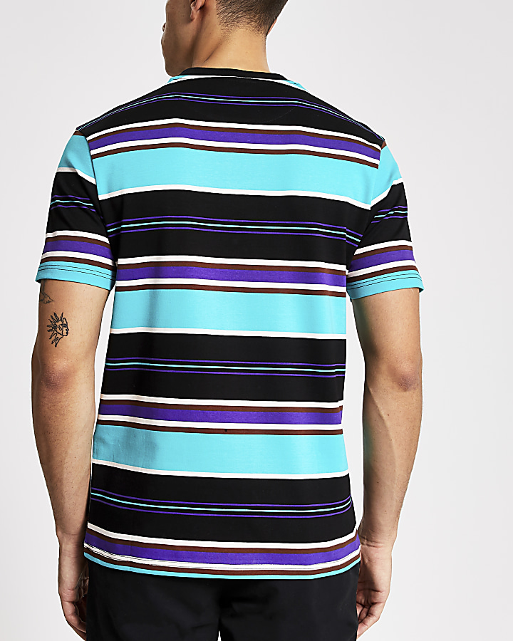 Maison Riviera aqua stripe slim fit T-shirt