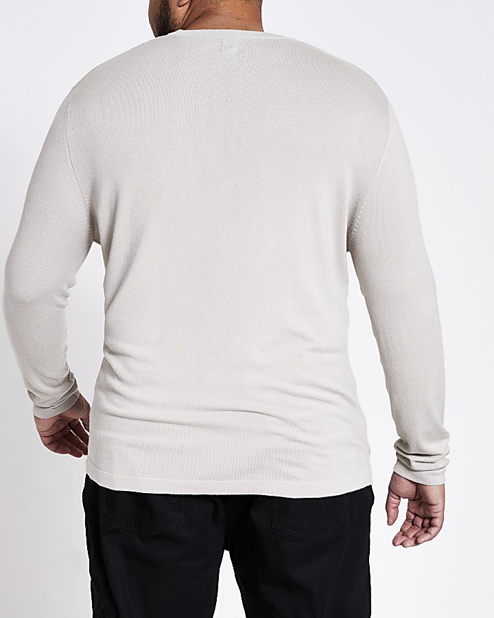 Big and Tall stone slim fit knitted jumper