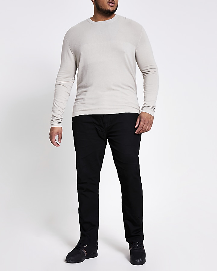 Big and Tall stone slim fit knitted jumper