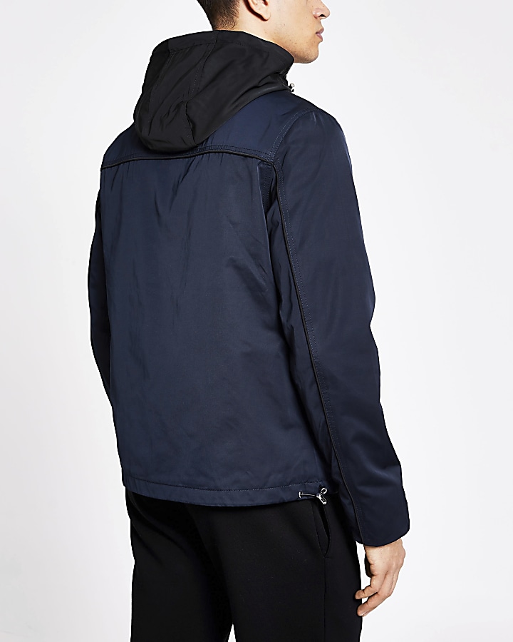 MCMLX navy colour block hooded jacket
