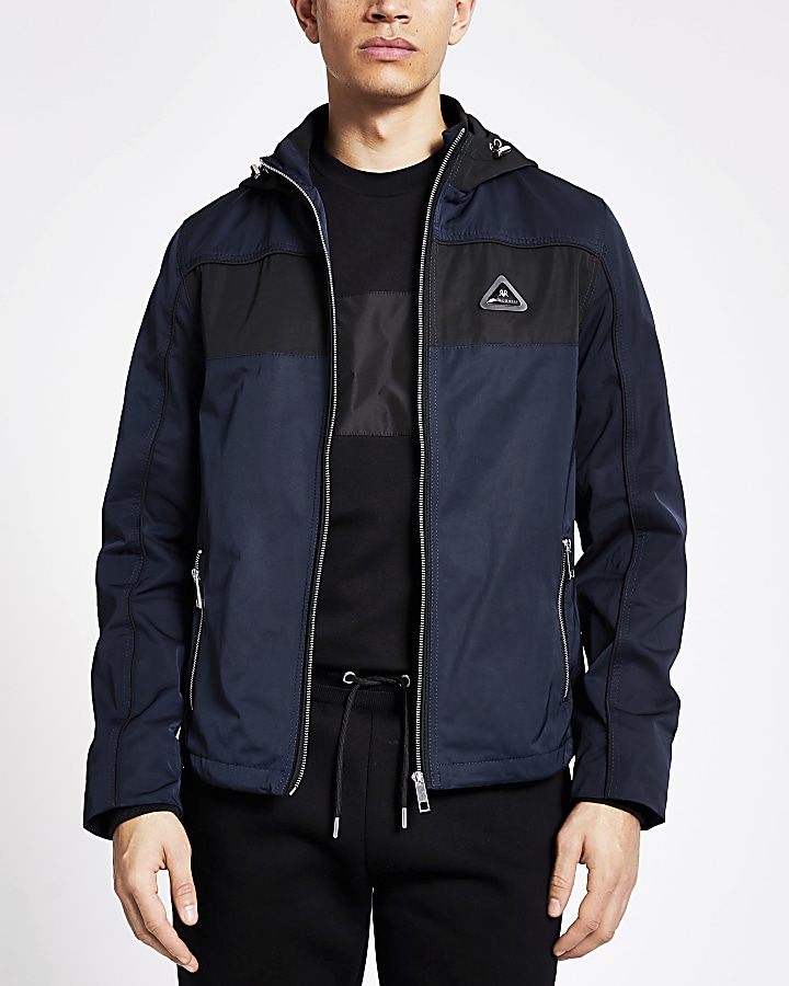 MCMLX navy colour block hooded jacket