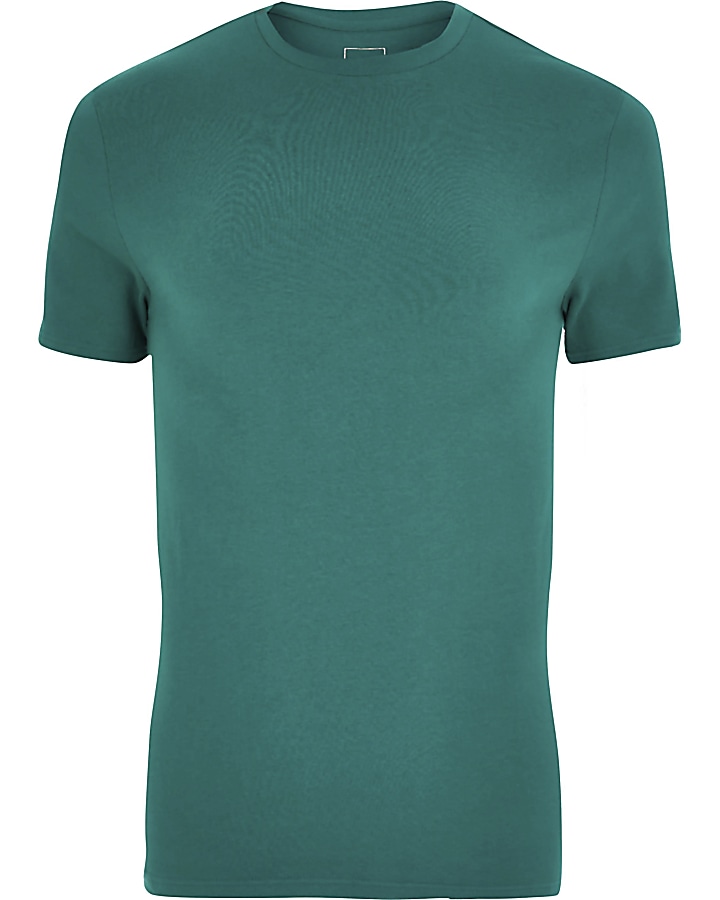 Turquoise muscle fit short sleeve T-shirt