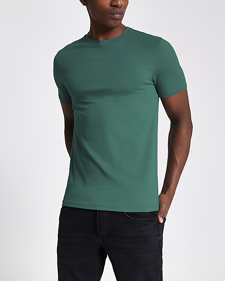 Turquoise muscle fit short sleeve T-shirt