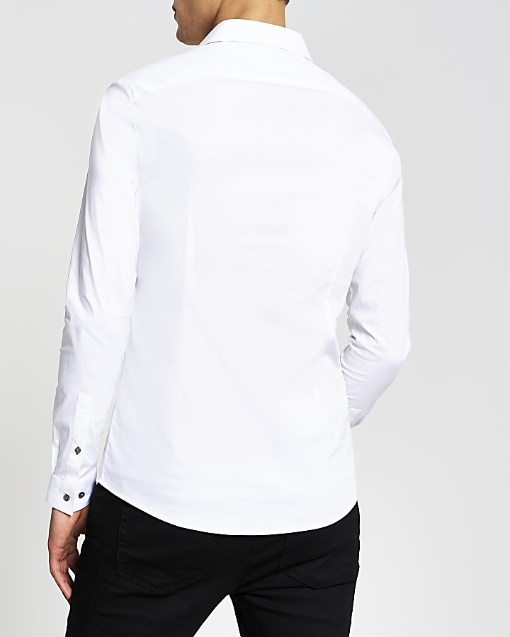 White long sleeve muscle fit shirt