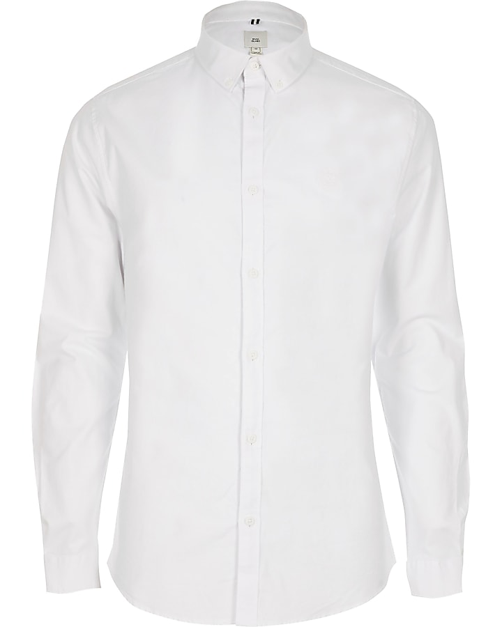 White long sleeve muscle fit shirt