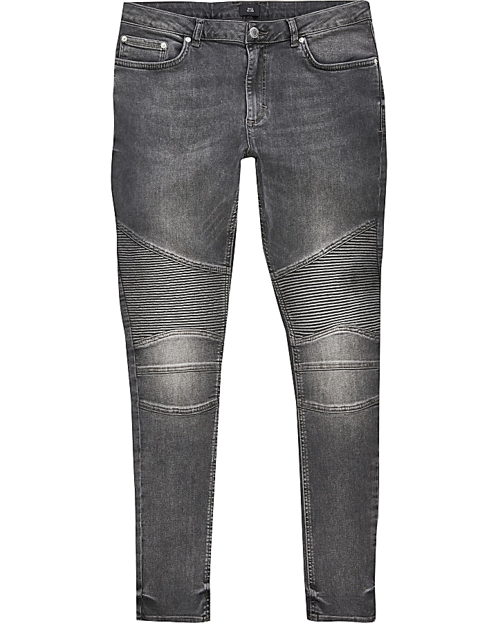 Grey ollie biker spray on skinny jeans