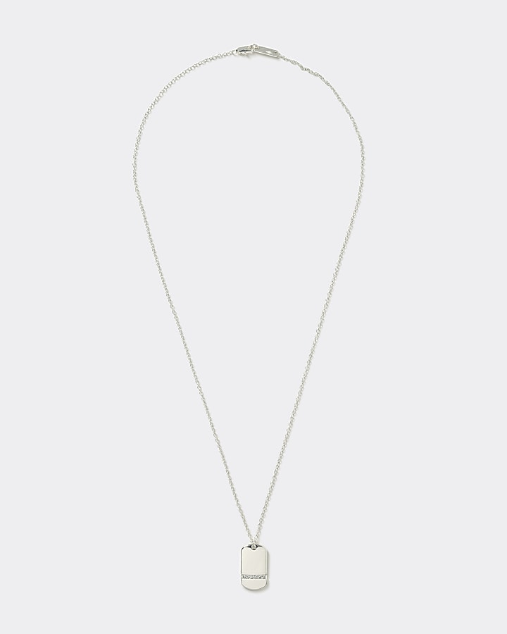 Gold plated diamante tag pendant necklace