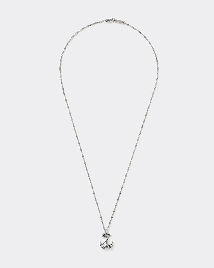 Silver colour anchor pendant necklace