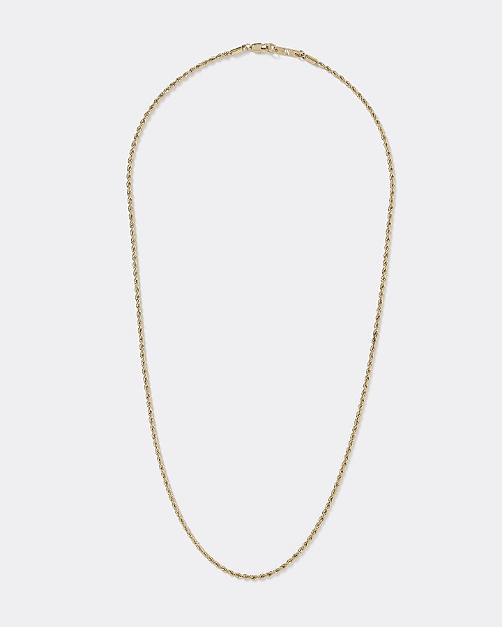Gold colour twisted rope chain necklace