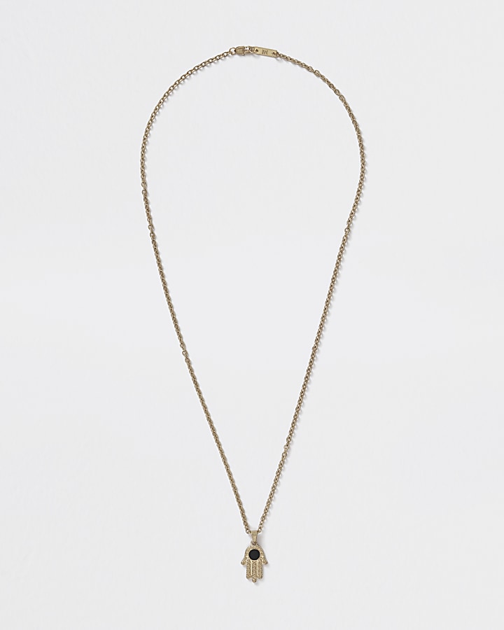 Gold colour hamsa hand pendant necklace