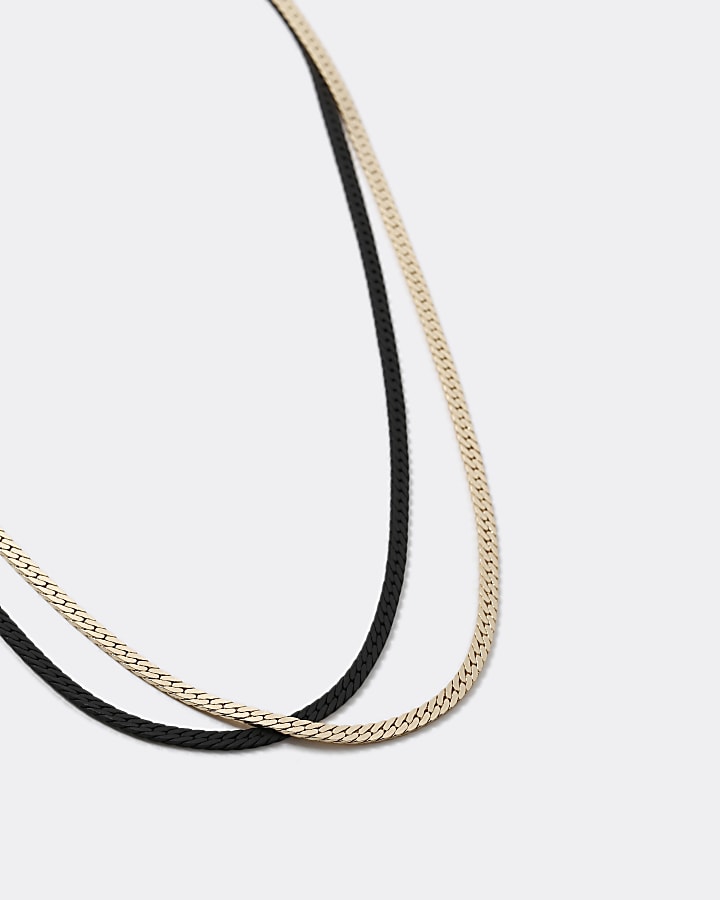 Gold colour layered chain necklace