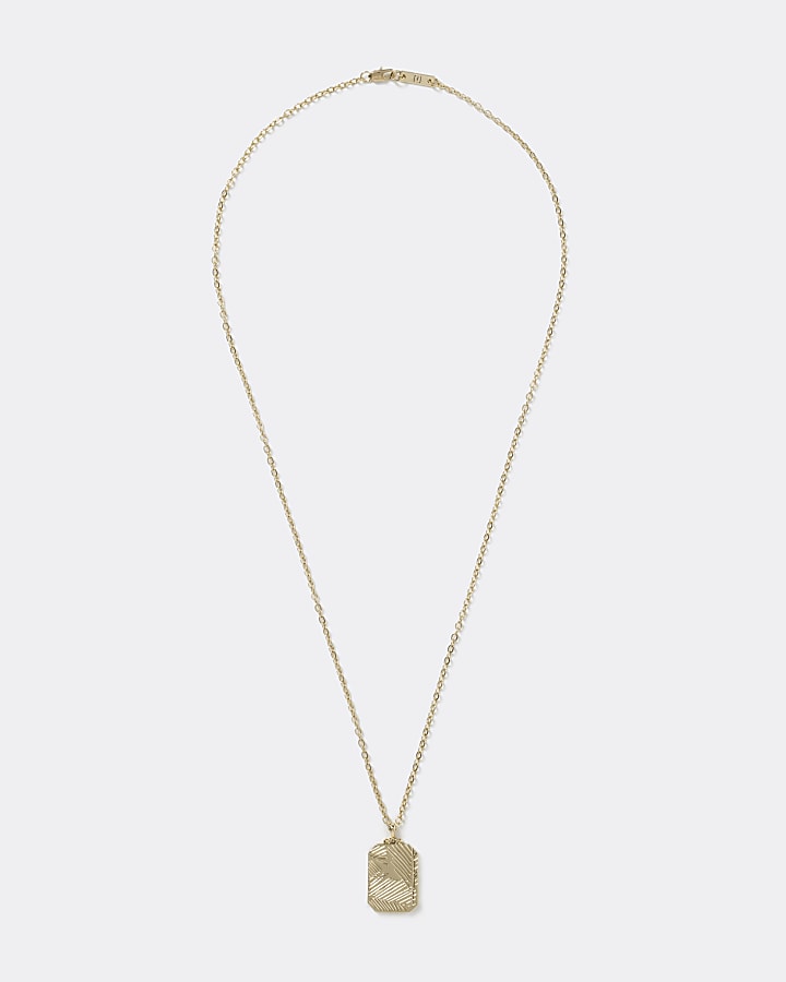 Gold colour leaf embossed pendant necklace