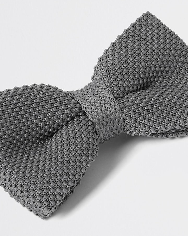 Grey textured bow tie