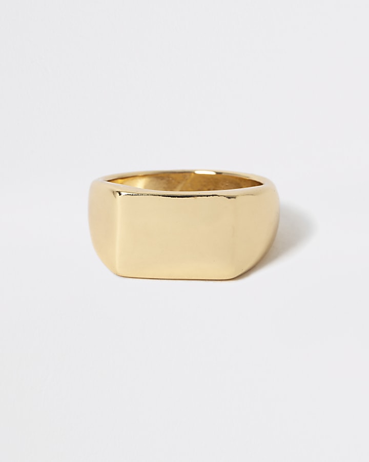 Gold colour rectangle signet ring