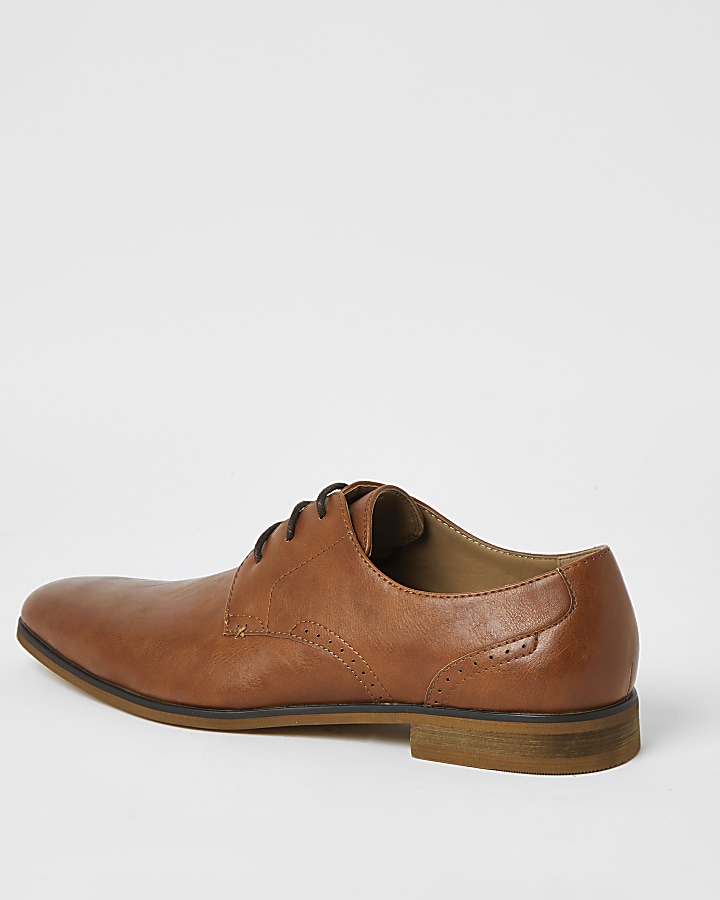 Brown lace-up derby shoes