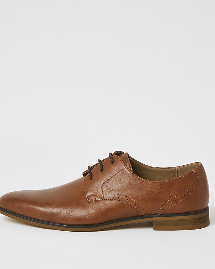 Brown lace-up derby shoes