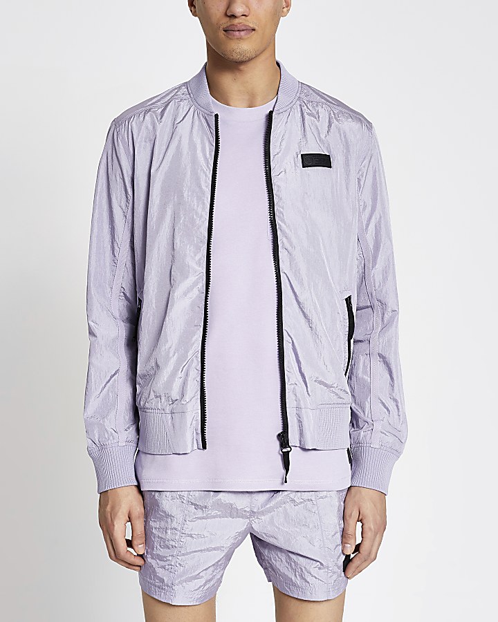 Pastel Tech purple nylon bomber jacket