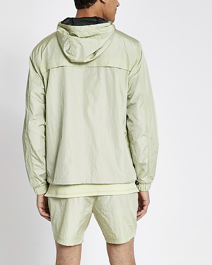 Pastel Tech green nylon hooded jacket