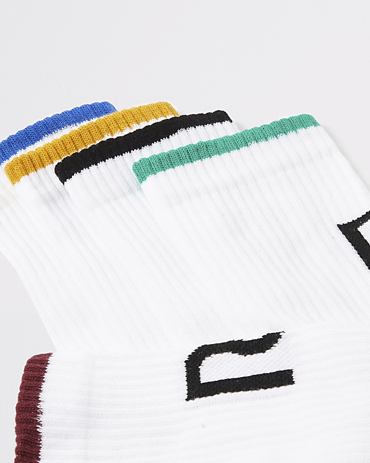 White RI colour trim socks 5 pack