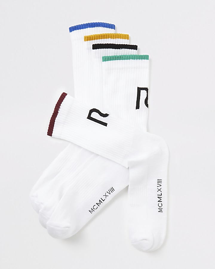 White RI colour trim socks 5 pack